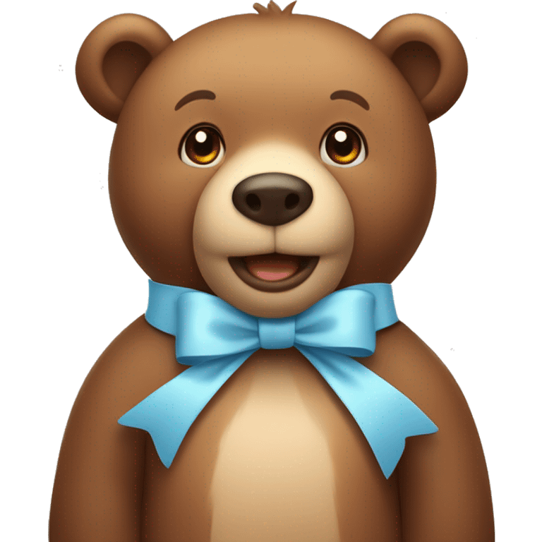  Cute brown bear wearing a light blue bow around its neck emoji