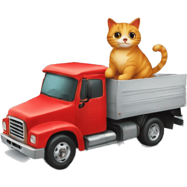 red truck, cat is driving emoji