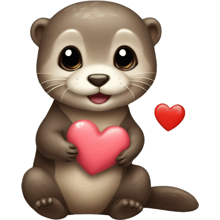 Baby otter with heart emoji