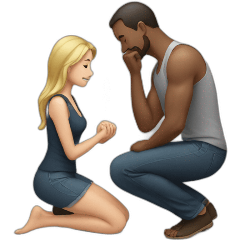 Man on knees facing woman emoji