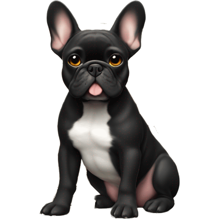 Black-and-tan French bulldog sitting on gold coins emoji