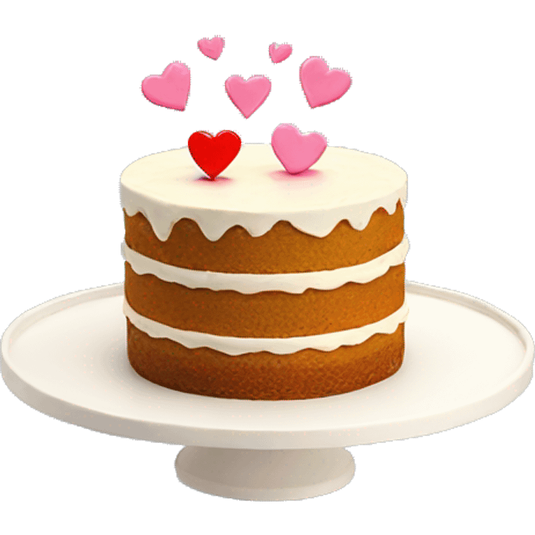 Small Naked cake with 2 hearts on top emoji