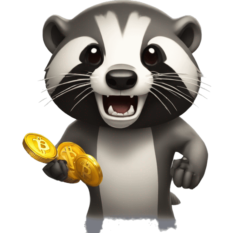 angry badger holding bitcoin emoji