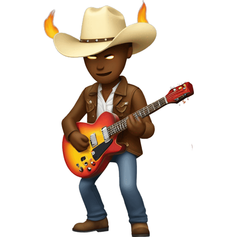 a cowboy on fire playing an electric guitar emoji