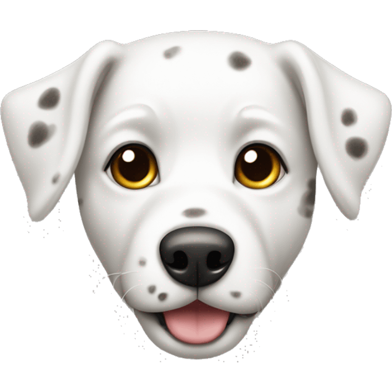 speckled white dog with small ear emoji