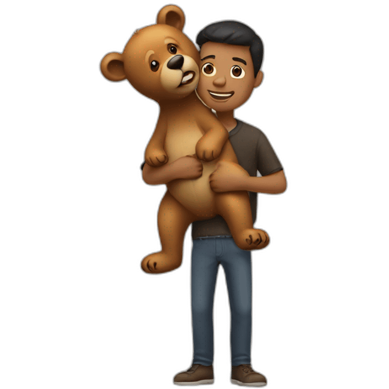 men holding a bear emoji