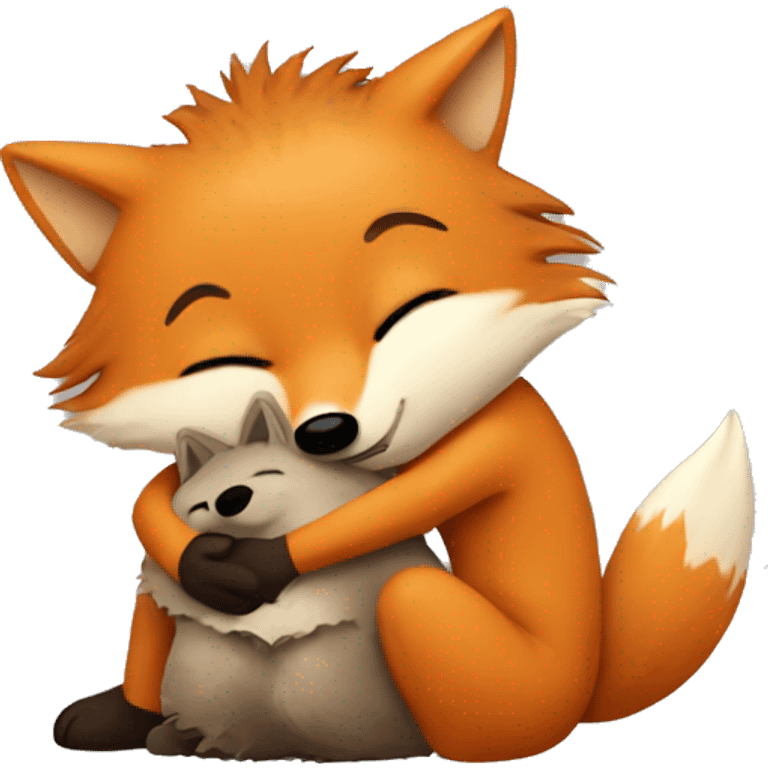 Fox hug hedgehog emoji