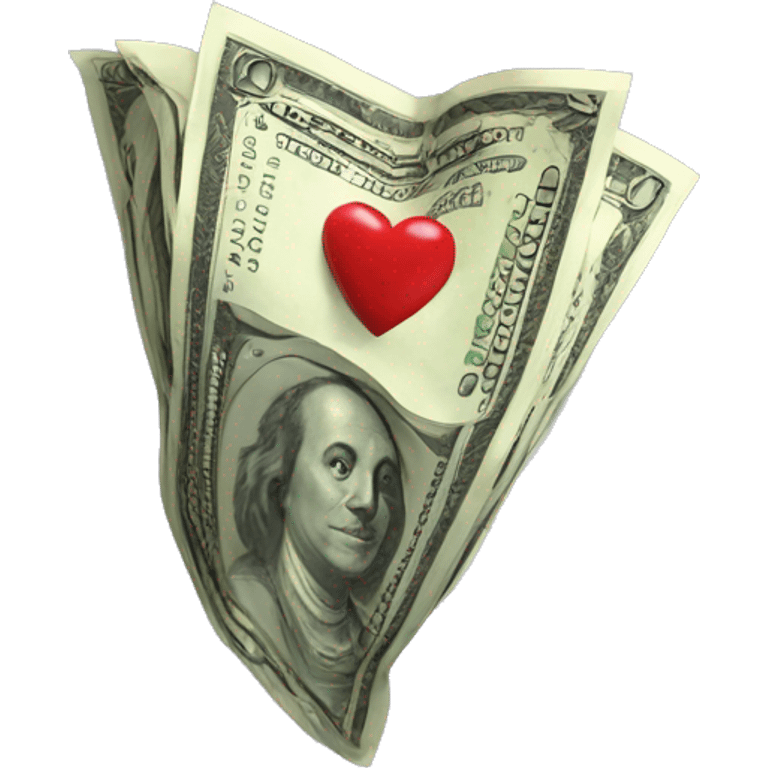 A wad of money in hearts emoji