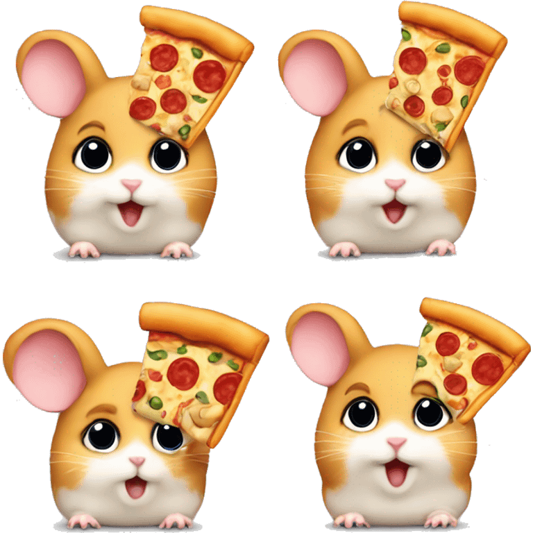 four hamsters with pizza emoji