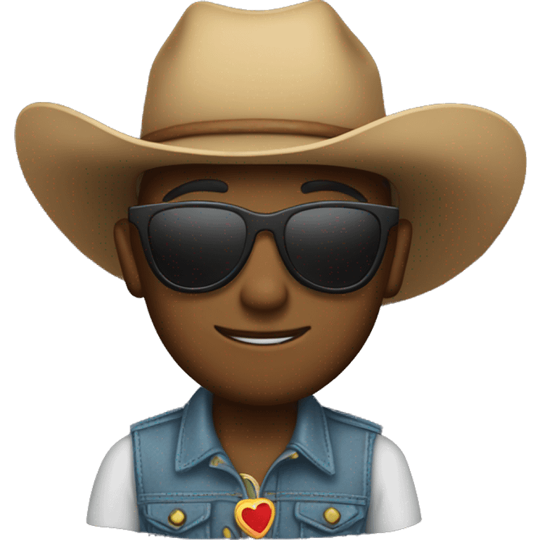 cowboy wearing loveheart shaped sunglassess emoji