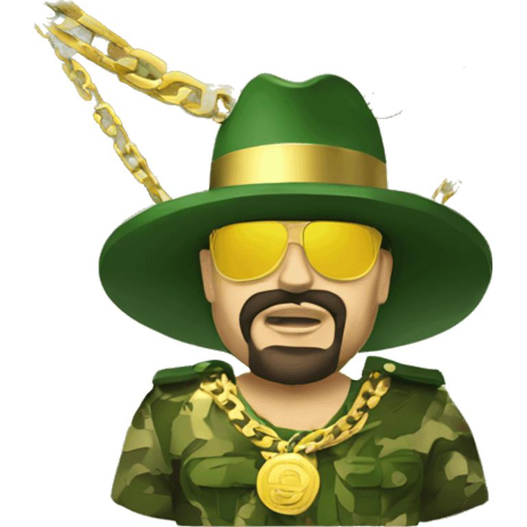 Cartel de Mexico with gold chain and camo emoji