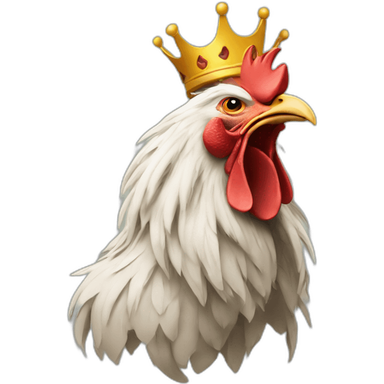 howling rooster with a crown on its head emoji