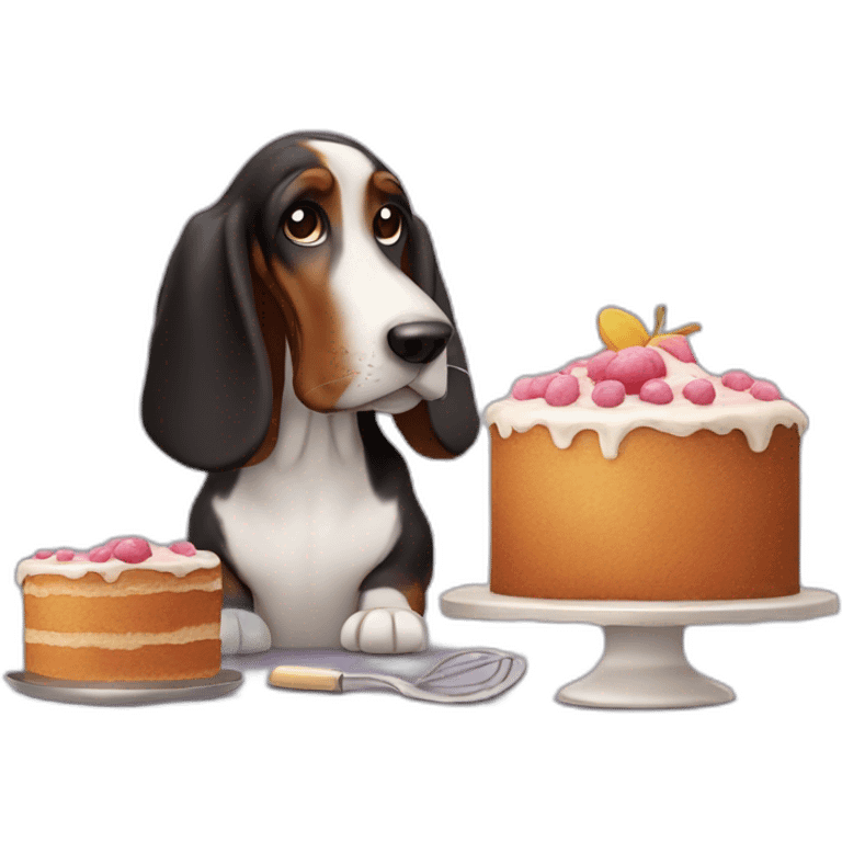 black basset hound baking a cake emoji