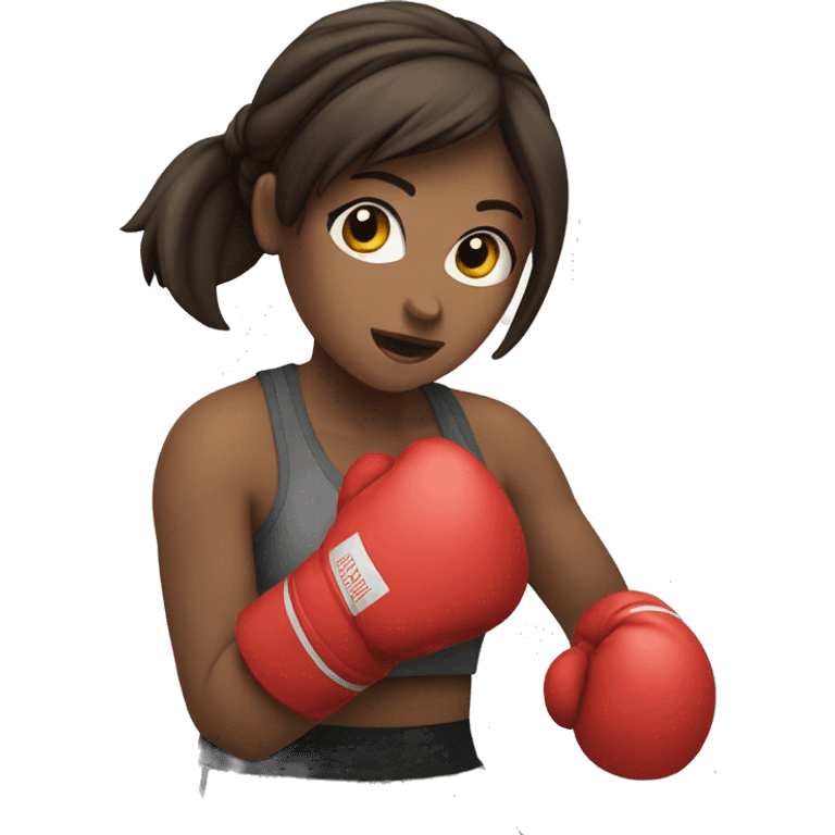 white brunette girl boxing emoji