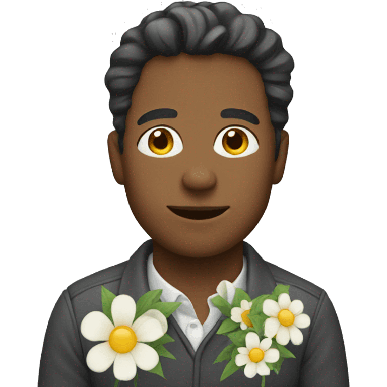 Light colored man with flowers emoji