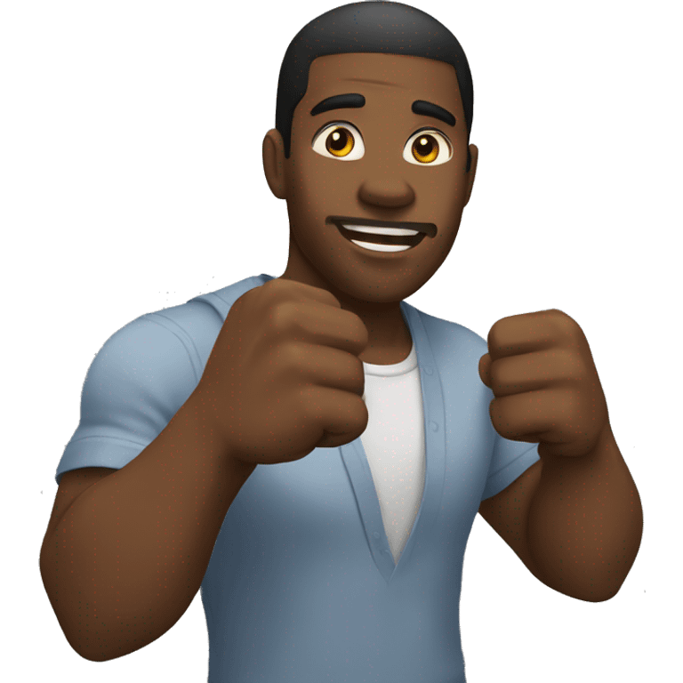 A black man raising his fists straight up emoji