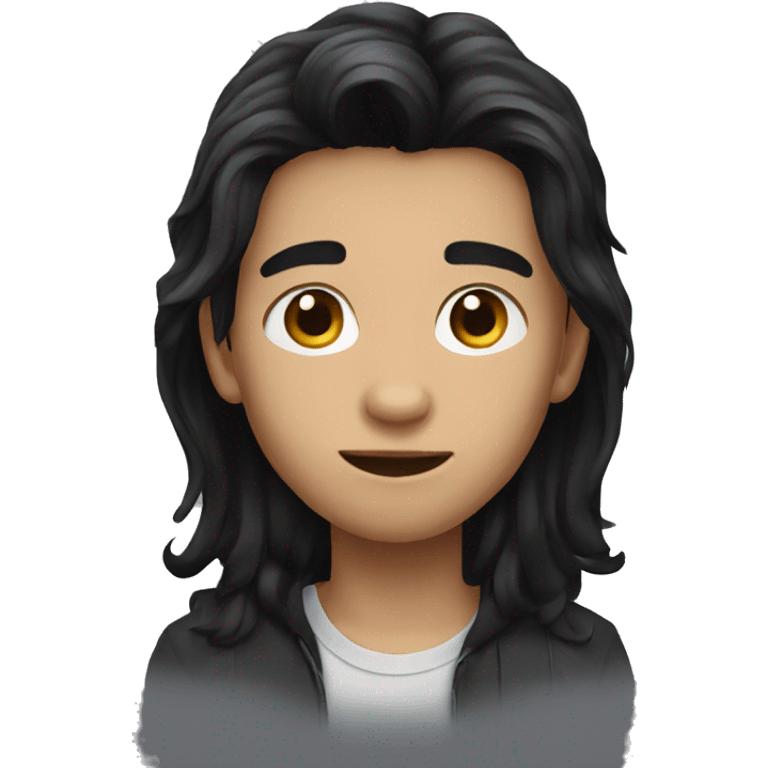 Long black hair boy emoji