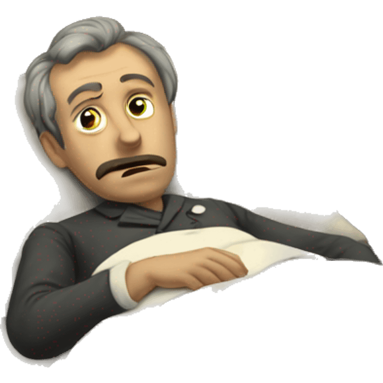 A sick man on a bed in 1870 emoji