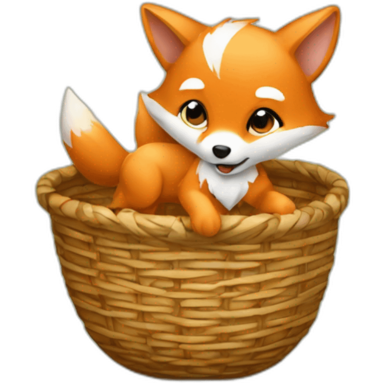 baby fox playing basket emoji