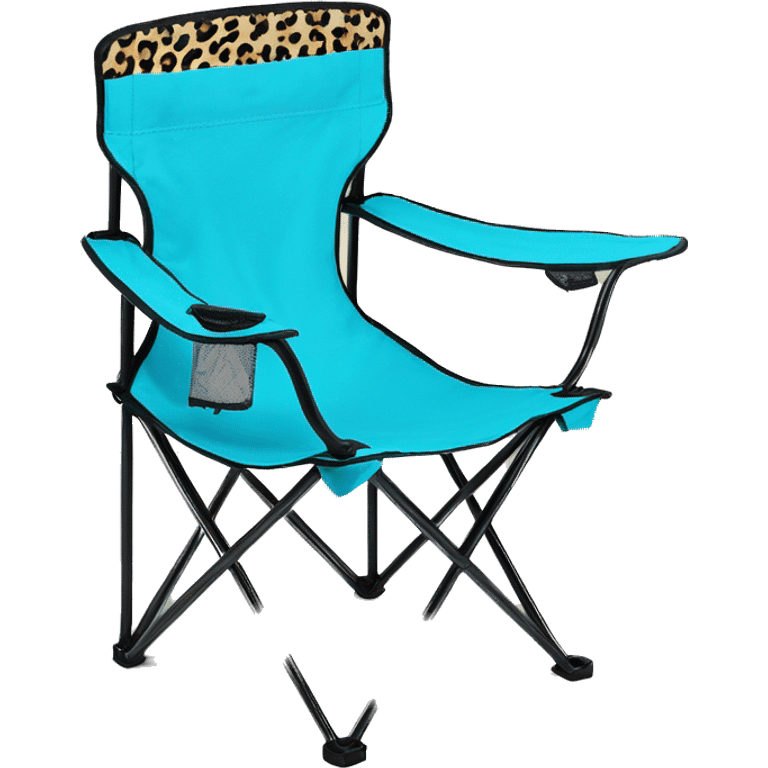 Realistic light blue and leopard print pattern camping folding chair isolated.  emoji