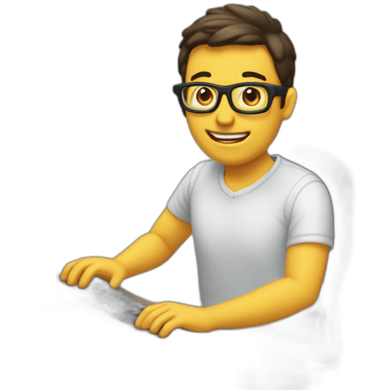 Una persona jugando frente a una computadora emoji