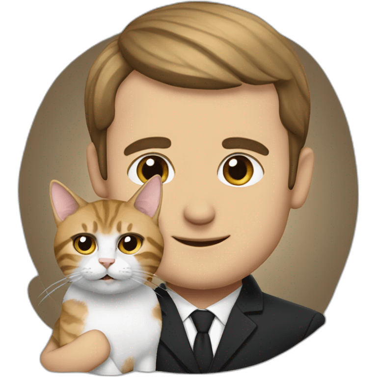 Macron with a cat emoji