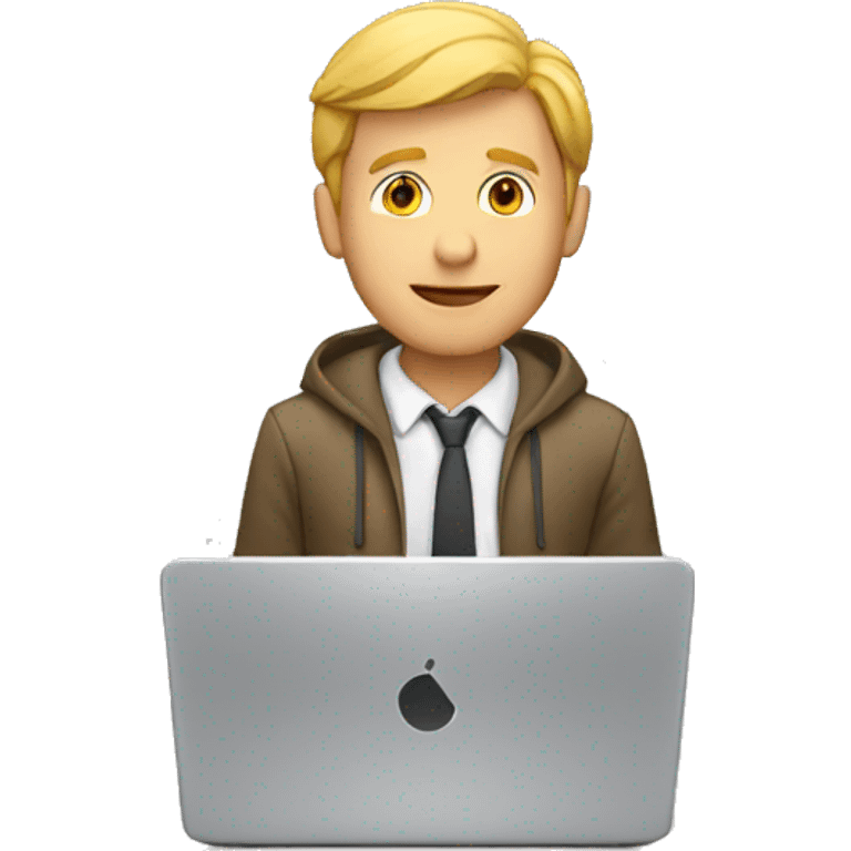 white man behind laptop emoji