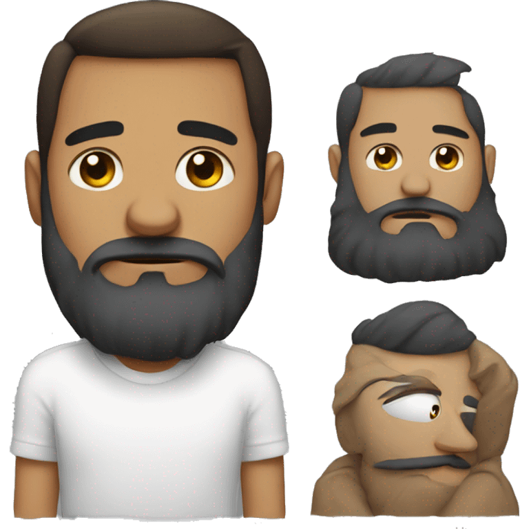 Sad guy with a beard and a ro emoji