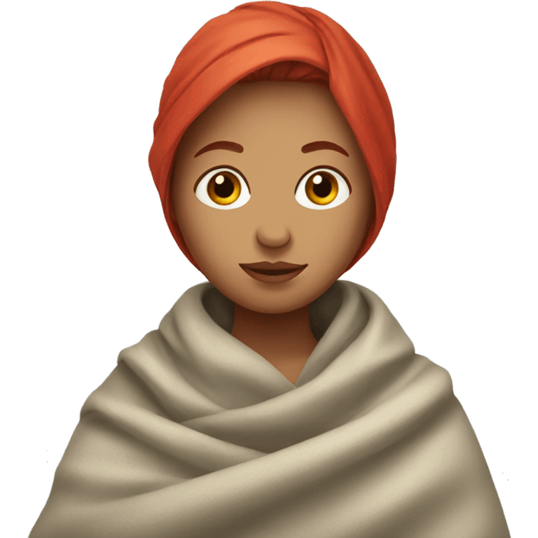 Women with red hair in blanket emoji