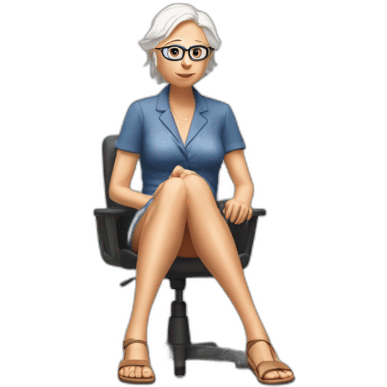 young bernie sanders wearing a skirt bikini sitting acting out that scene from basic instinct sitting facing forward legs apart(full body, ios17) emoji