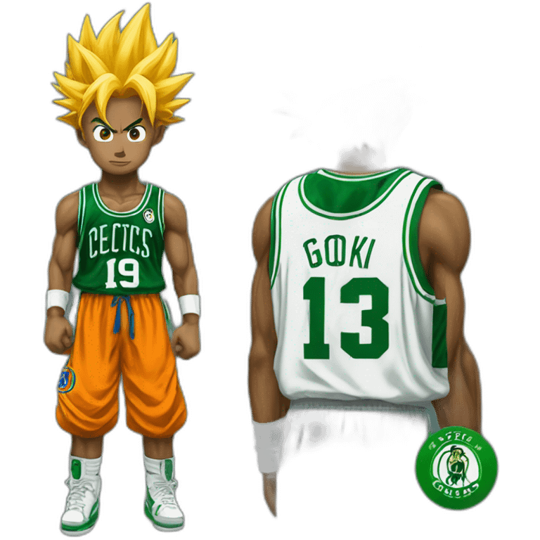 Goku super sayain with Celtics jersey emoji