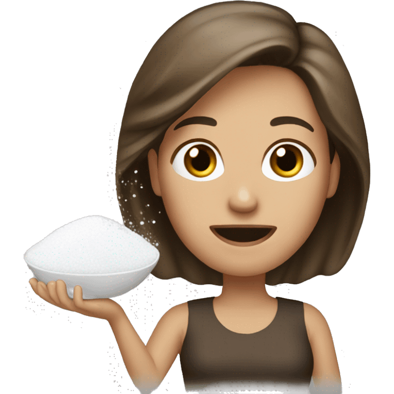 Lady brown hair throwing salt emoji