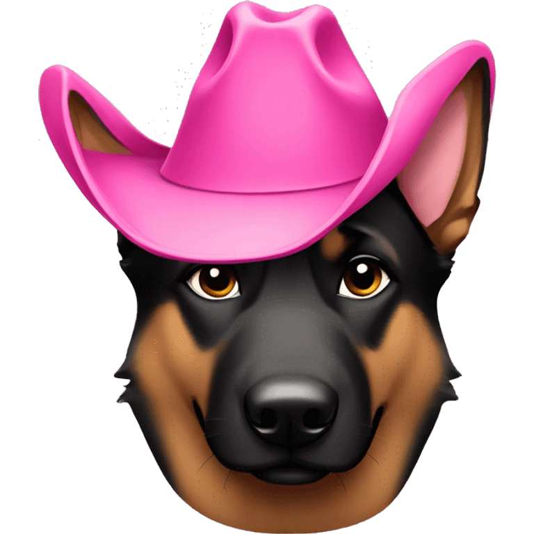 Dark German shepherd pink cowboy hat emoji