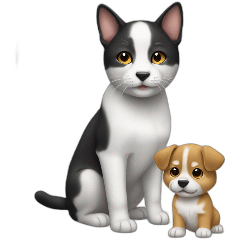 Un chat avec un chiot emoji