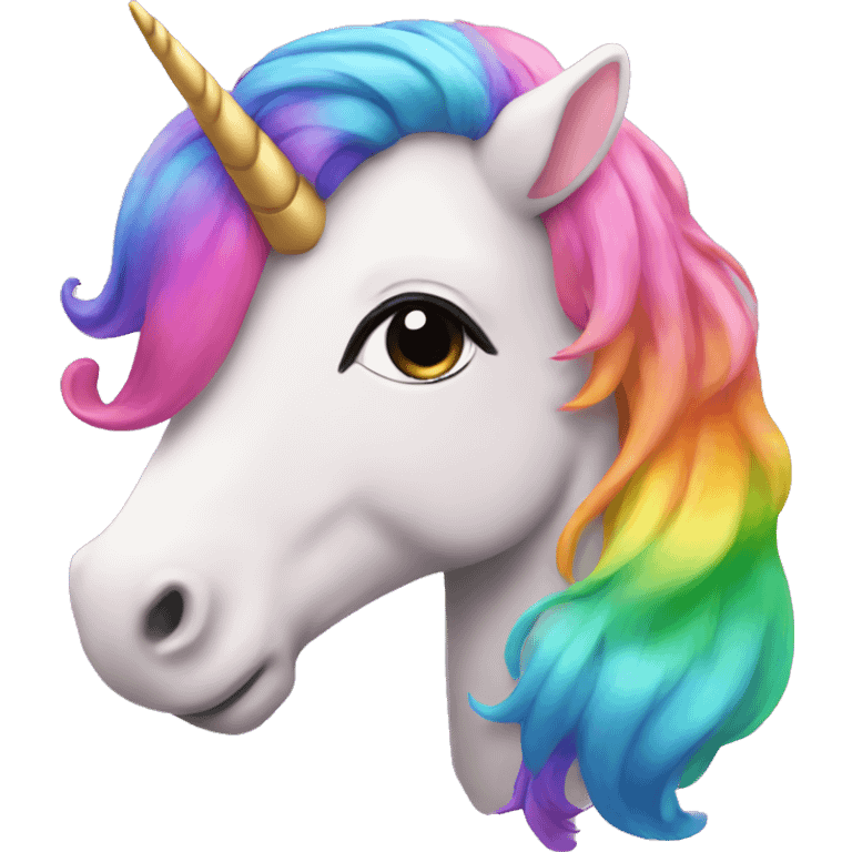 Pink unicorn with rainbow hair emoji