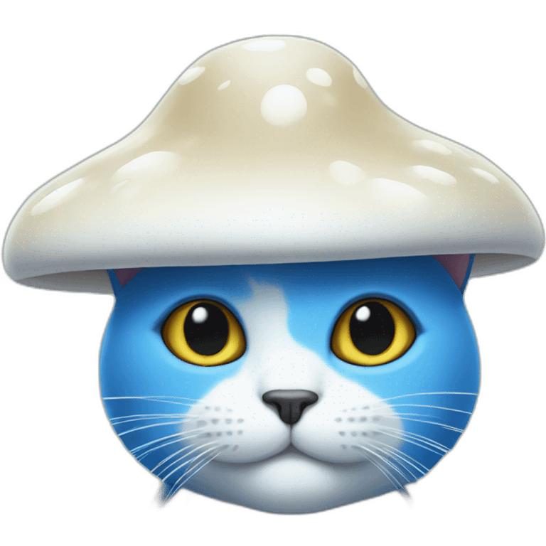 Blue cat with a white mushroom hat emoji