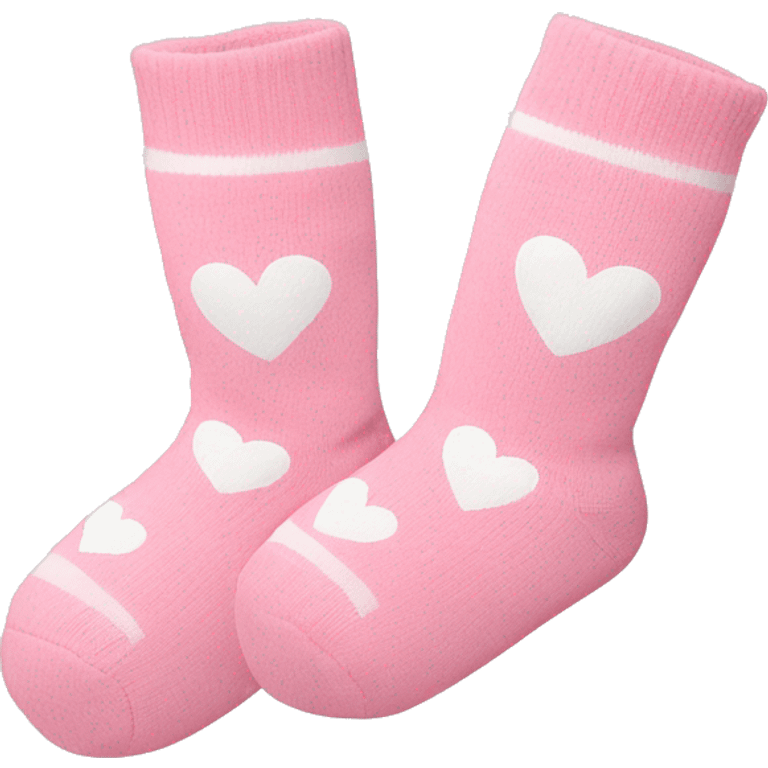 Baby pink socks with white hearts emoji