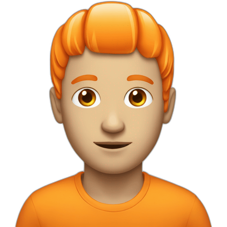 white men with orange fruit in his head emoji