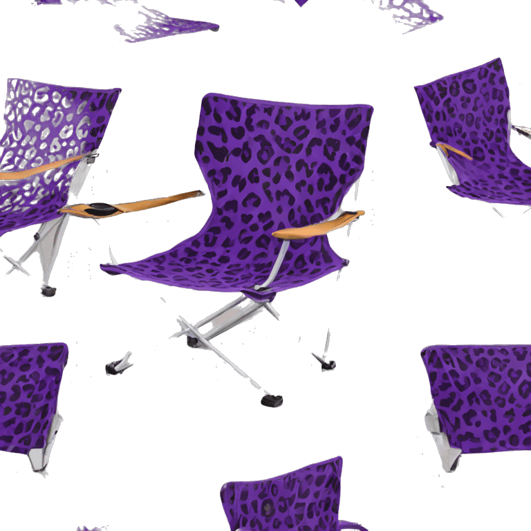 Realistic purple and leopard print pattern camping folding chair isolated.  emoji