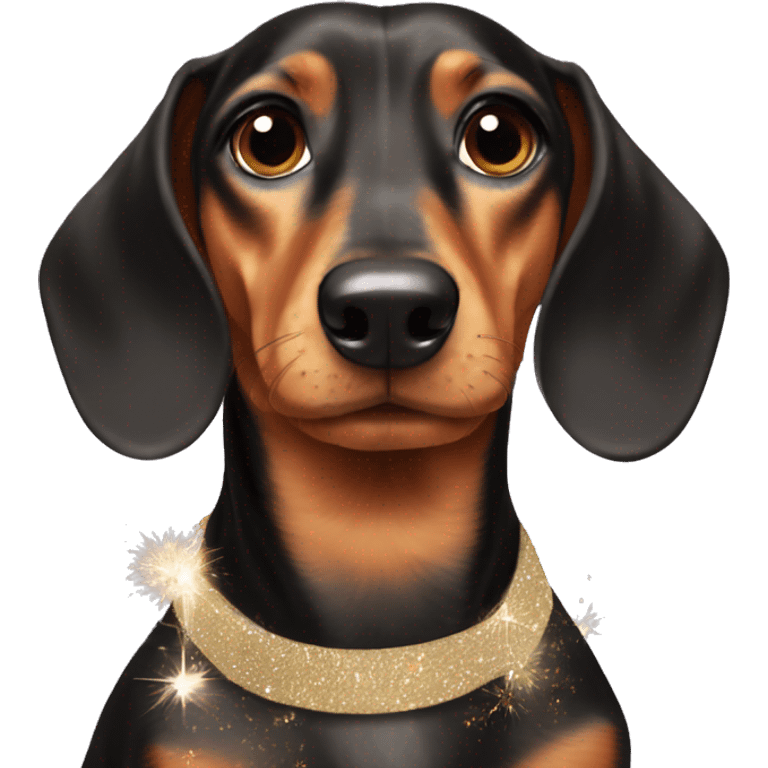 Dachshund wearing new years eve dress  emoji