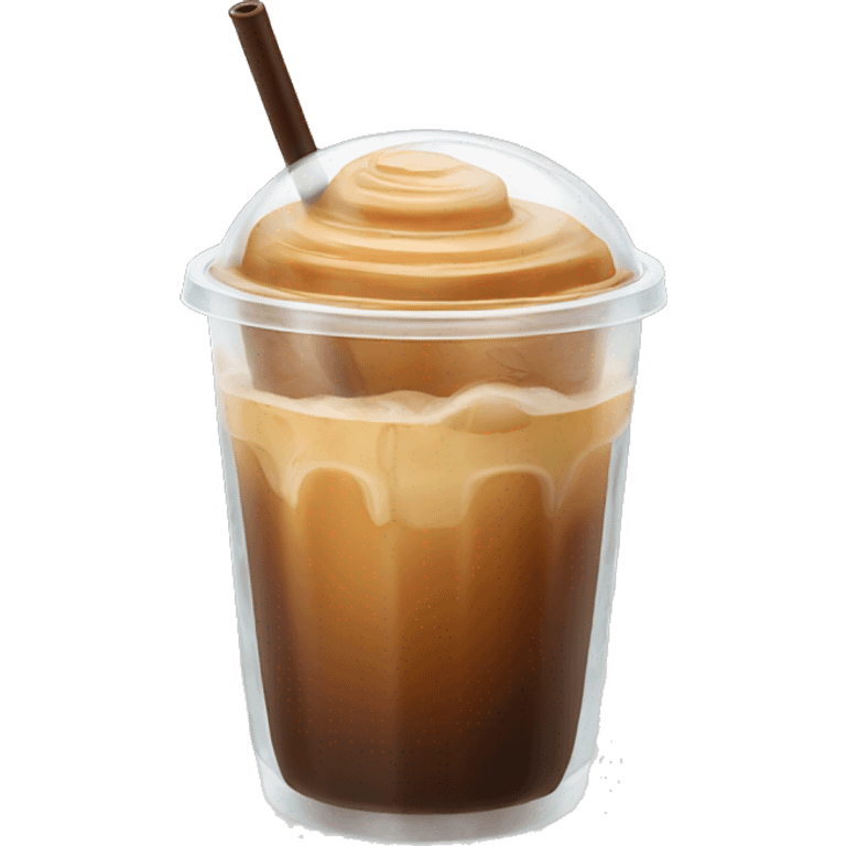 Caramel iced coffee in a clear cup  emoji