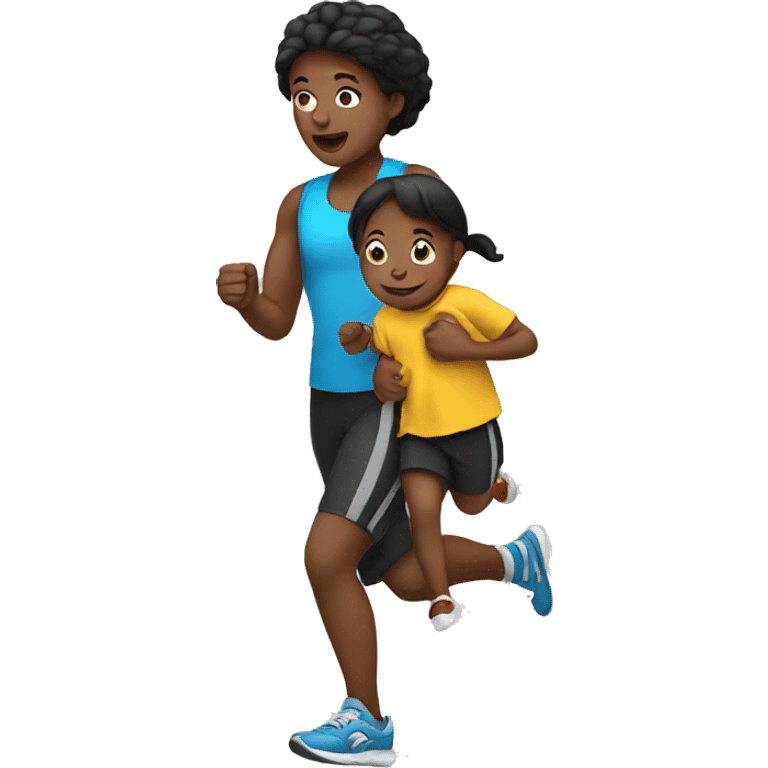 jogger holding a kid emoji