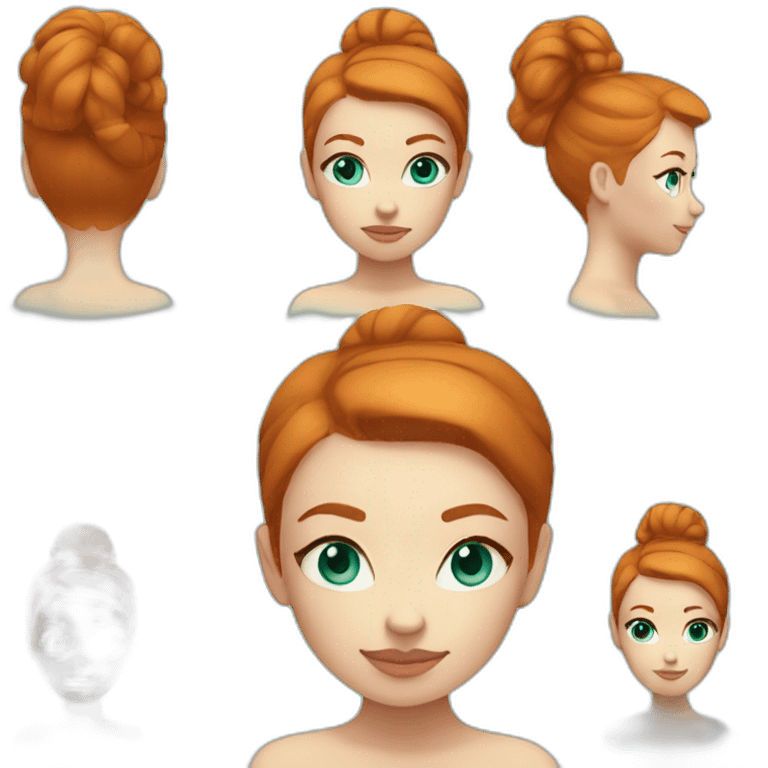 ginger girl with a ponytail, turquoise eyeliner, and turquoise ear rings emoji