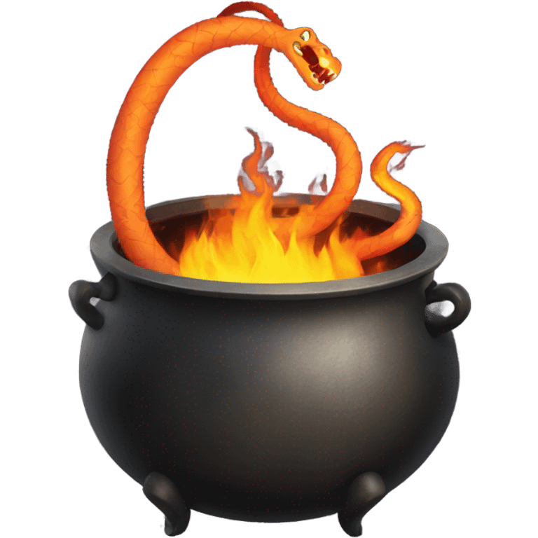 Cauldron with a fire snake that is inside emoji