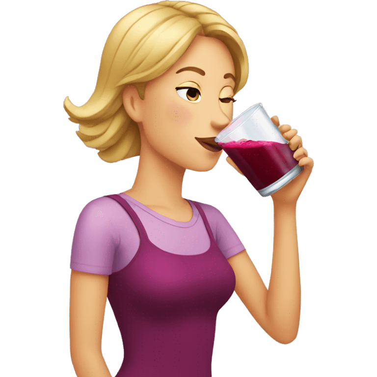  woman drinking beet juice emoji