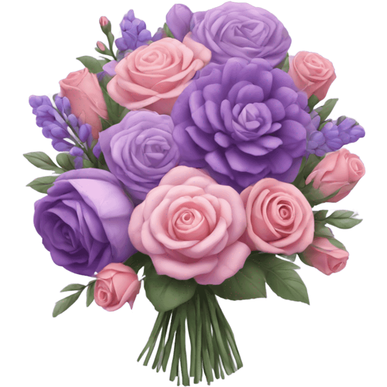 Huge purple pastel flower bouquet with different flowers and pink tones and roses emoji