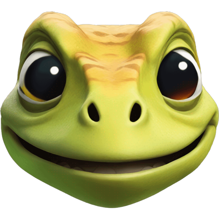 The head of a Gek from No man's sky laughing emoji