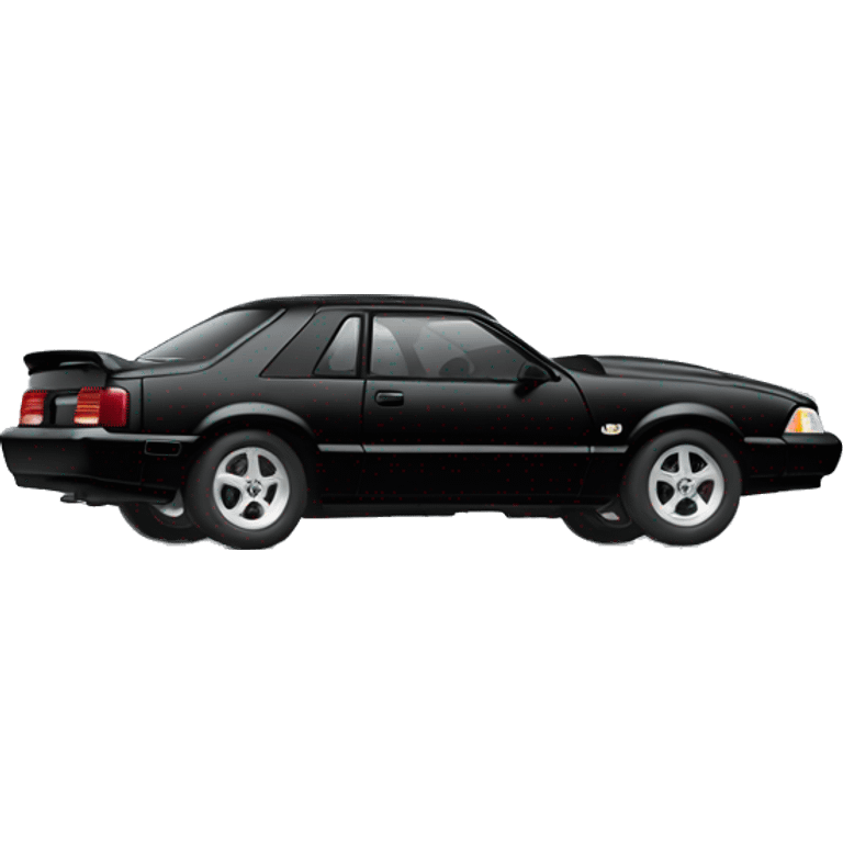 a black 1993 ford mustang sedan with a hood scoop emoji