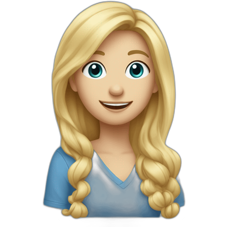 Een moeder met blond haar en een blauwe shirt waar op staat de anderen moeders doen ook maar wat en een spijkerbroek emoji