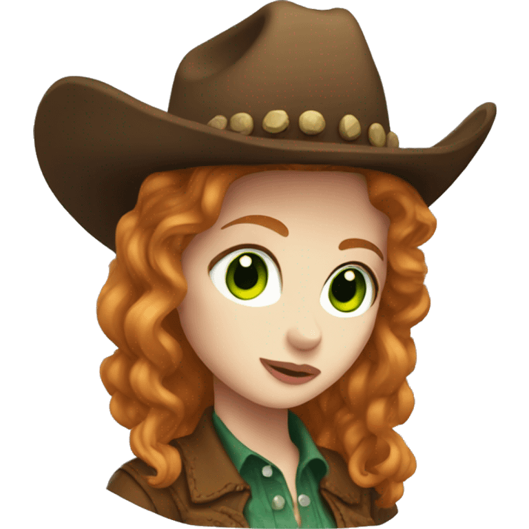 Cowgirl, pale skin, ginger, green eyes emoji